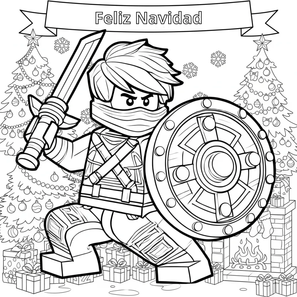 Lego Ninjago de Navidad 5 para colorear para bebé para imprimir