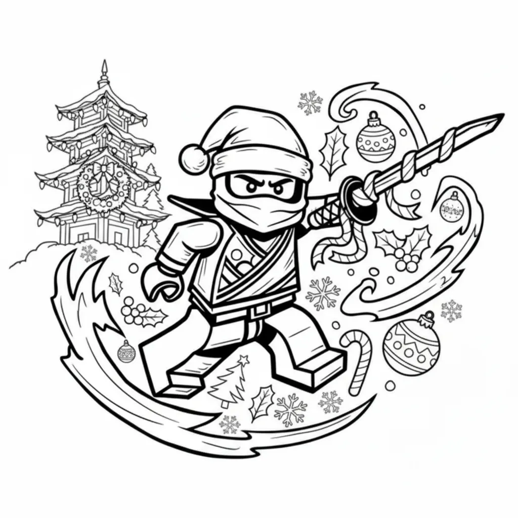 Lego Ninjago de Navidad 8 para colorear para niño de 8 años