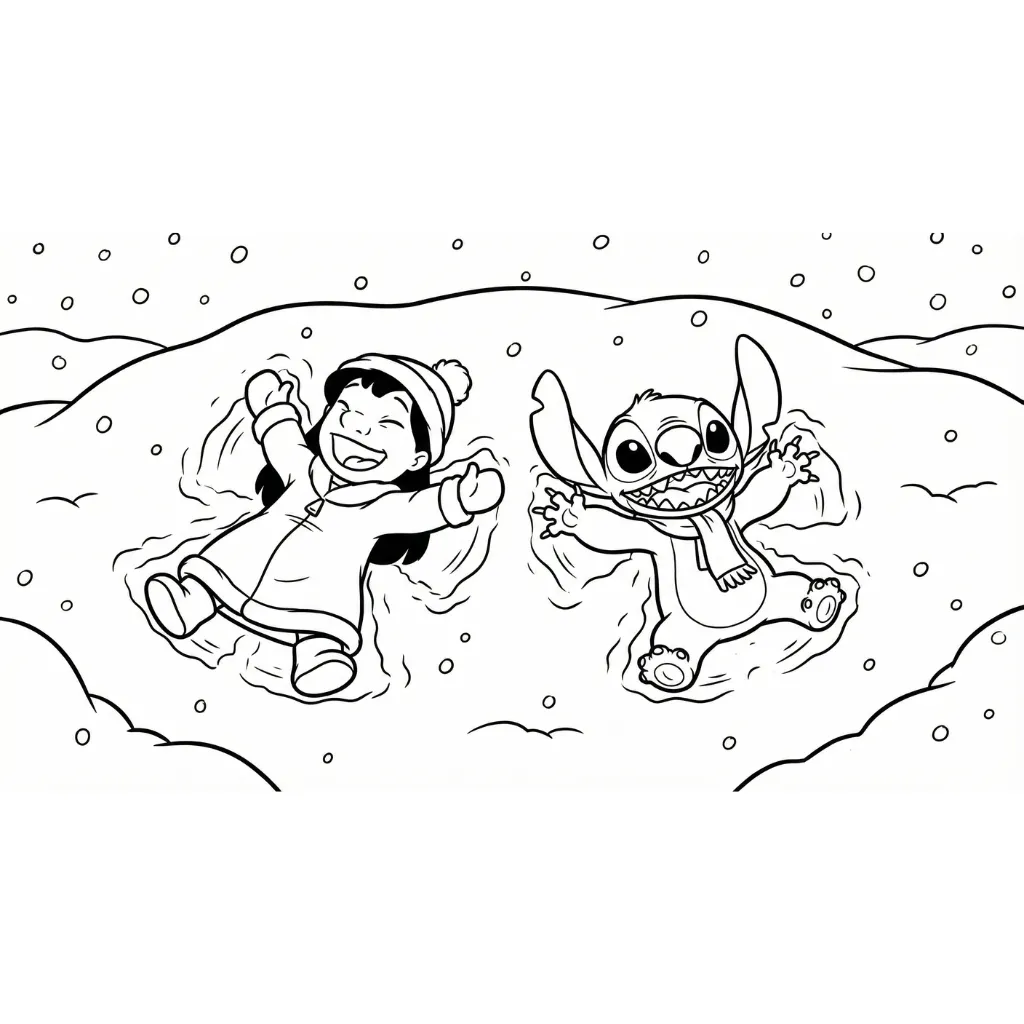 Lilo y Stitch de Navidad 10 para colorear para imprimir para niño de 10 años