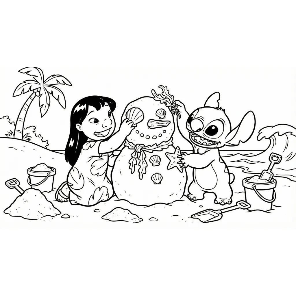 Lilo y Stitch de Navidad 11 para colorear para imprimir gratis