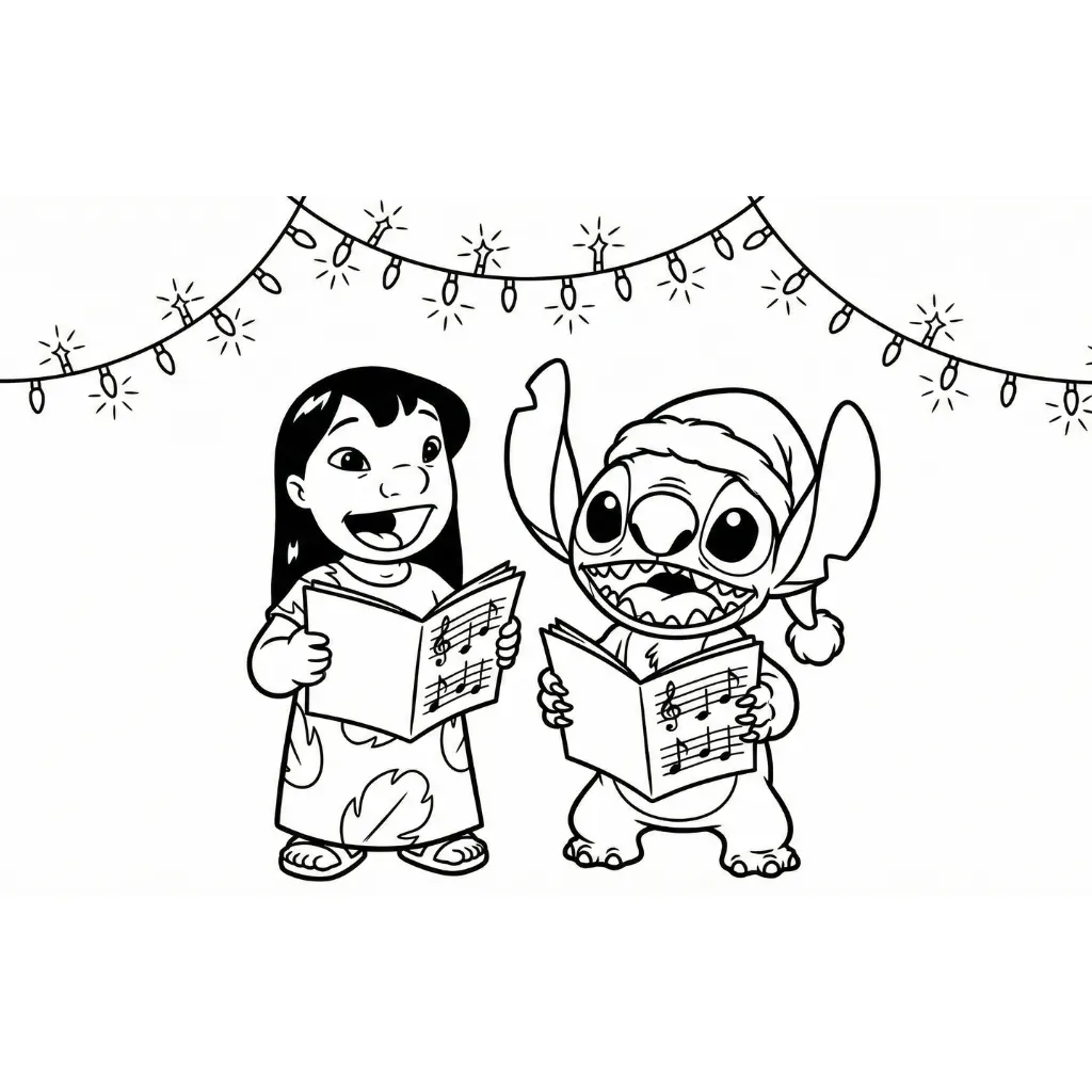 Lilo y Stitch de Navidad 12 para colorear para niños para descargar