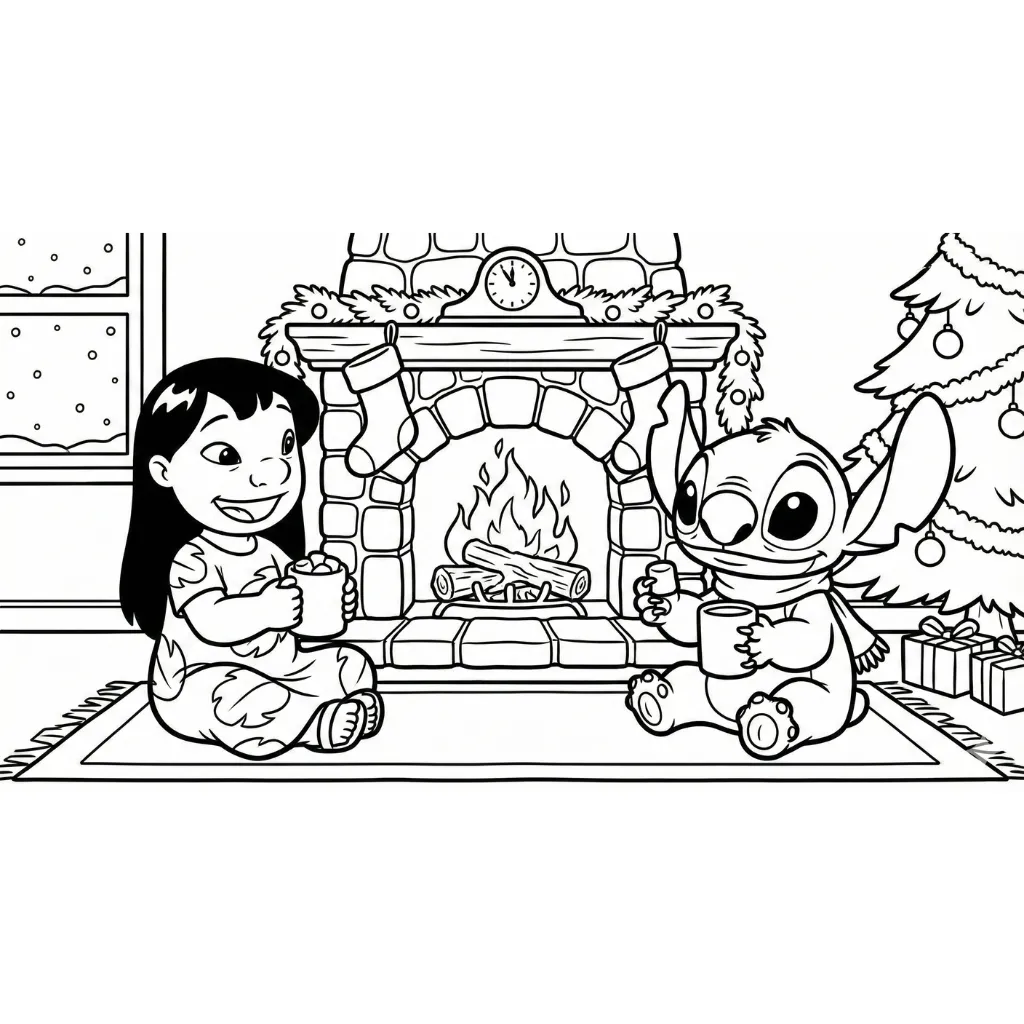 Lilo y Stitch de Navidad 14 para colorear en línea