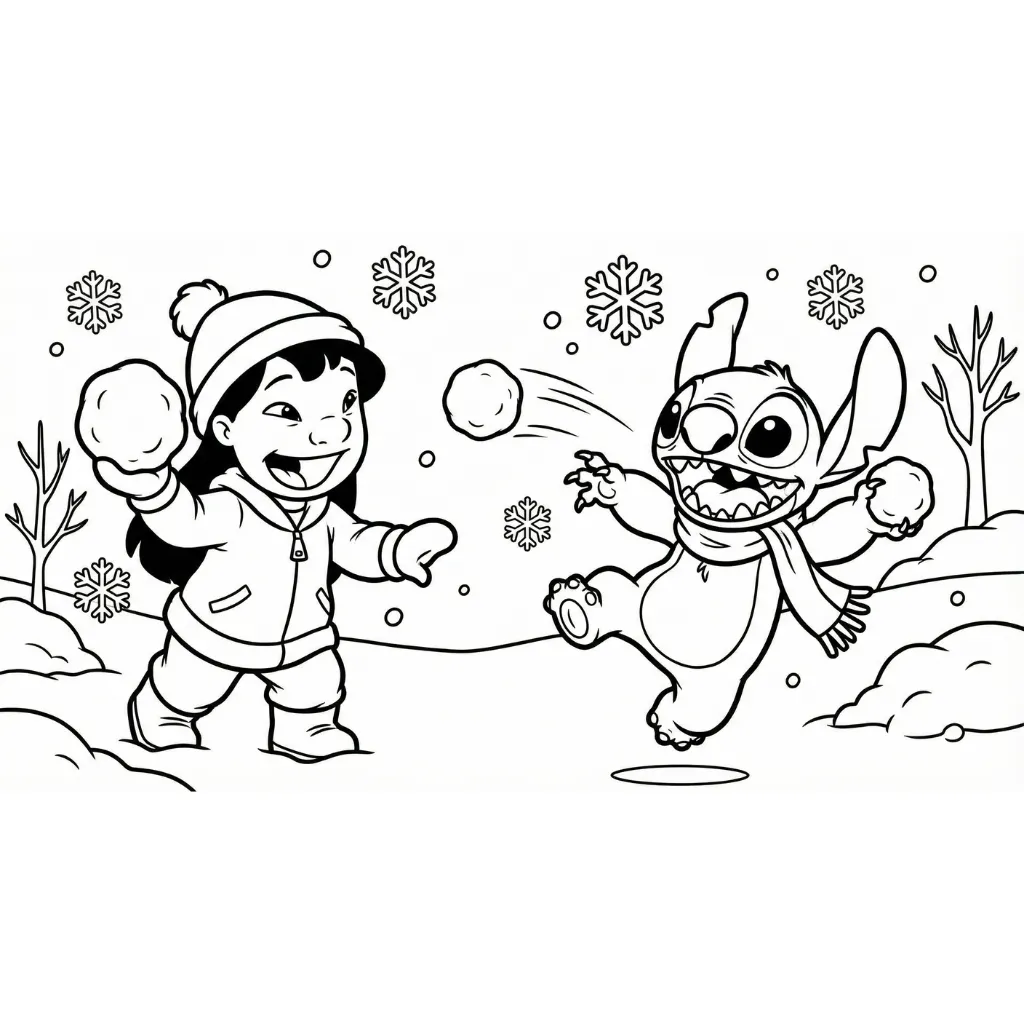 imprimir Lilo y Stitch de Navidad 18 para colorear