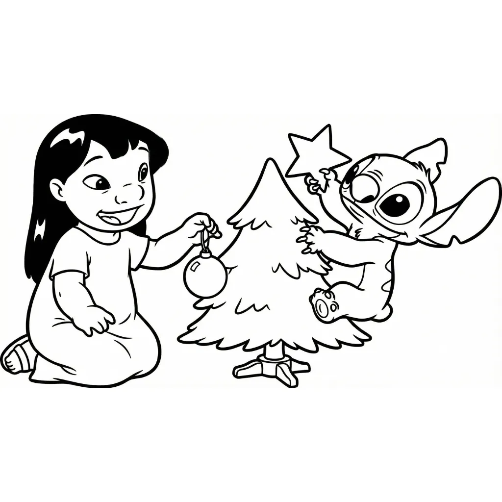 Lilo y Stitch de Navidad 2 para colorear para niño de 10 años