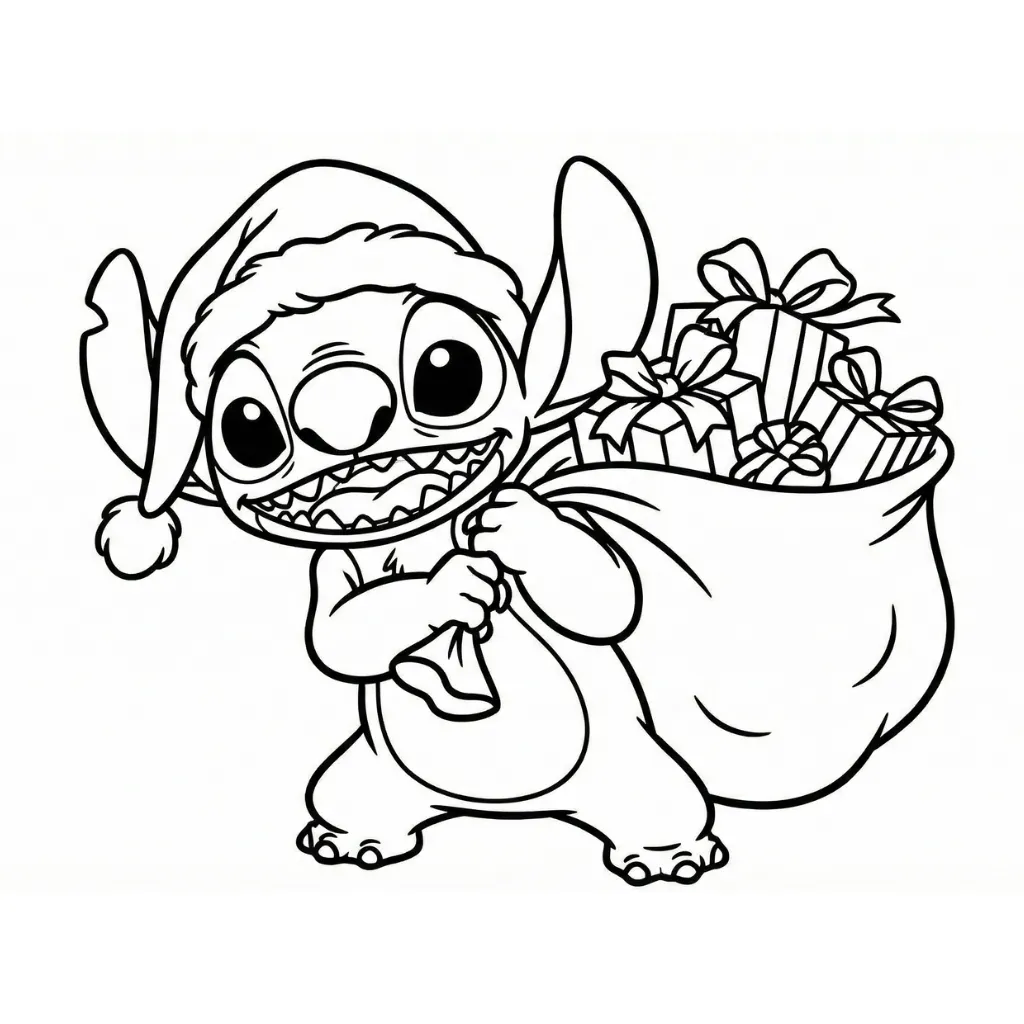 Lilo y Stitch de Navidad 21 para colorear para imprimir para niño de 8 años