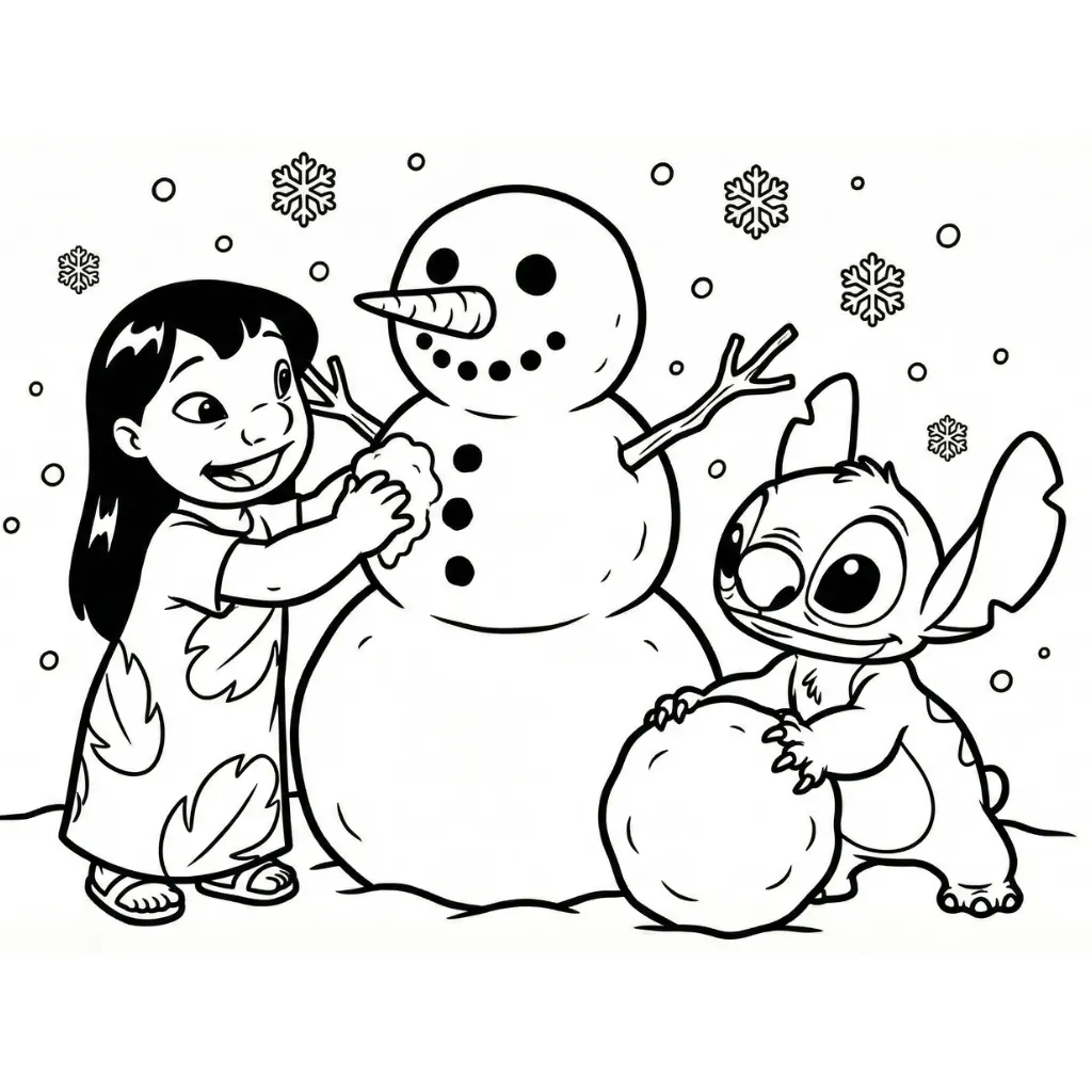 Lilo y Stitch de Navidad 3 para colorear para niño de 7 años