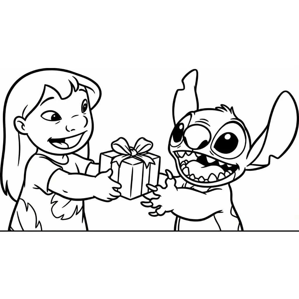 Lilo y Stitch de Navidad 6 para colorear para imprimir pdf gratis