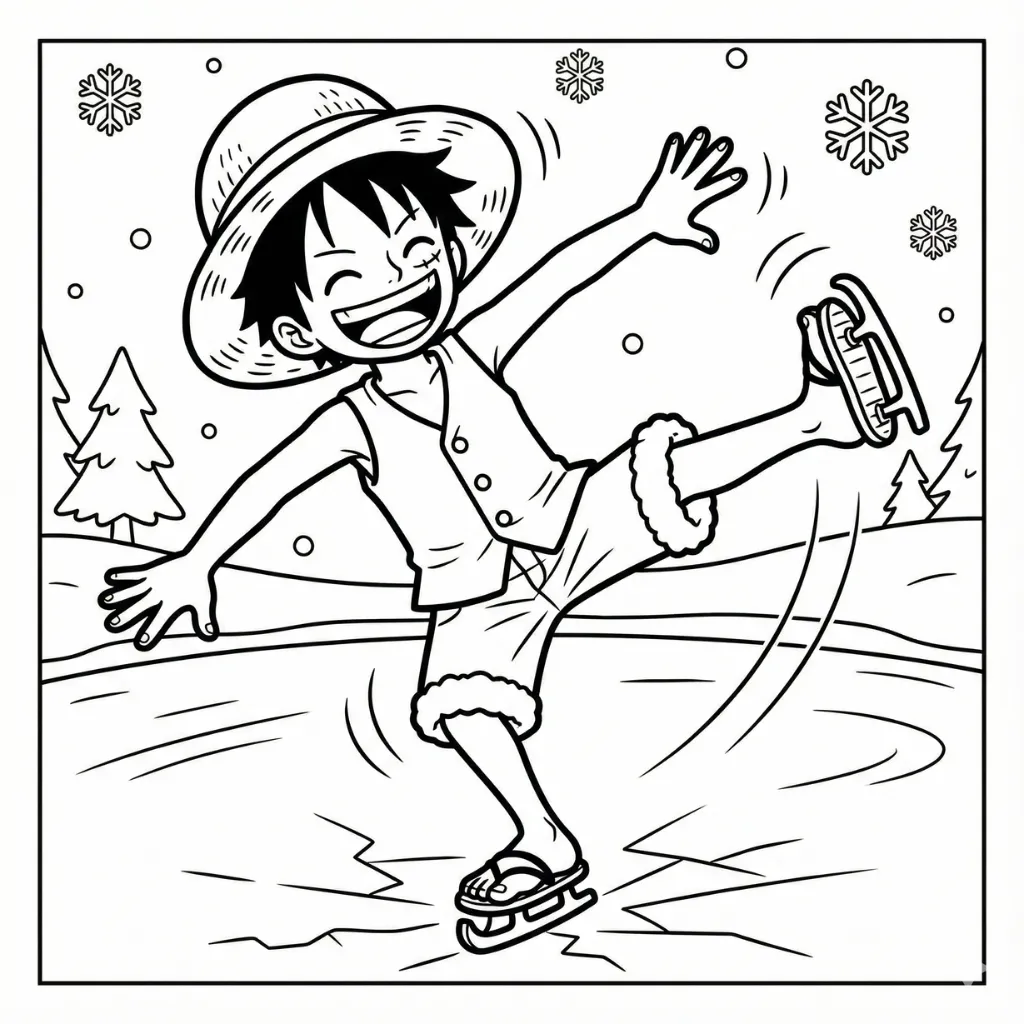 Luffy de Navidad 13 para colorear para imprimir para niño de 12 años