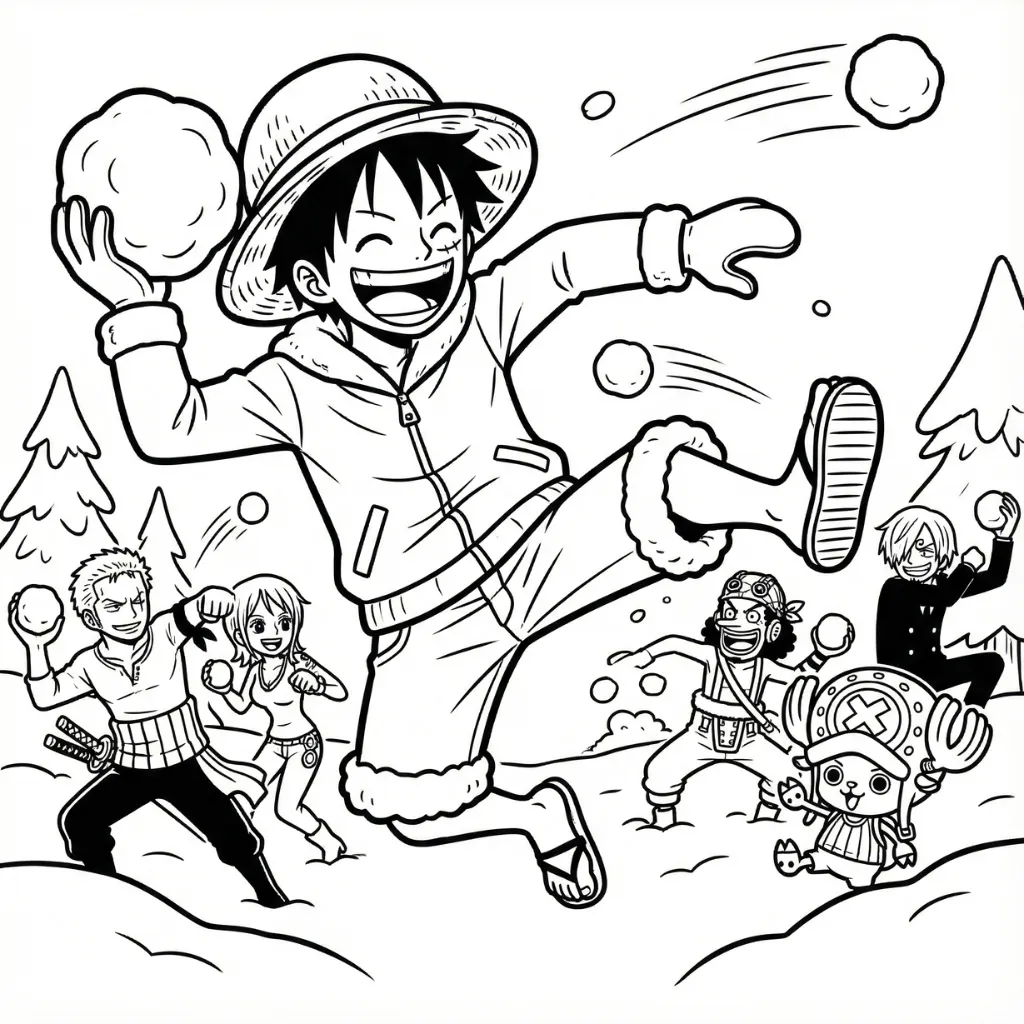 descargar Luffy de Navidad 16 para colorear gratis