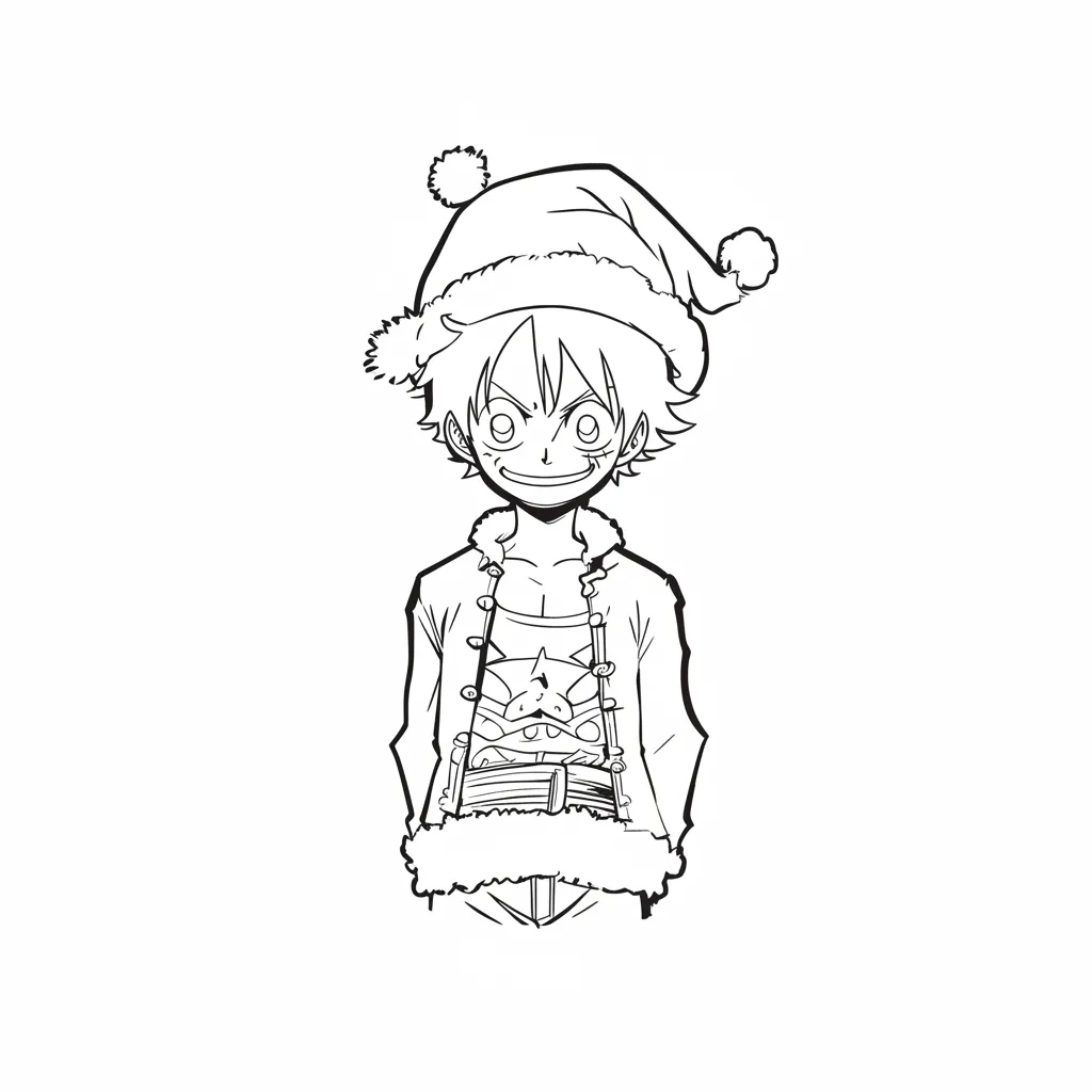Luffy de Navidad 18 para colorear para niño