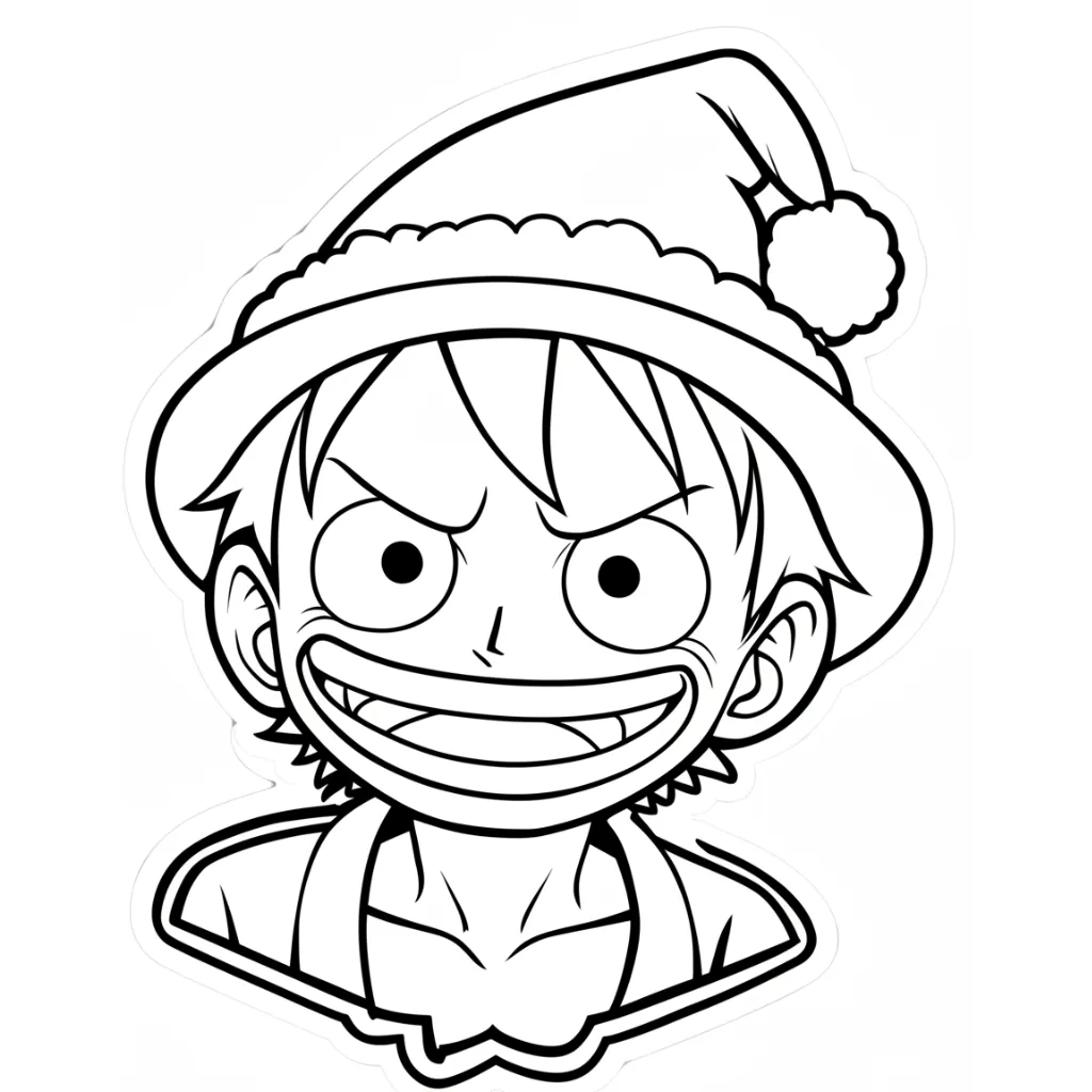 Luffy de Navidad 19 de niño para colorear para imprimir