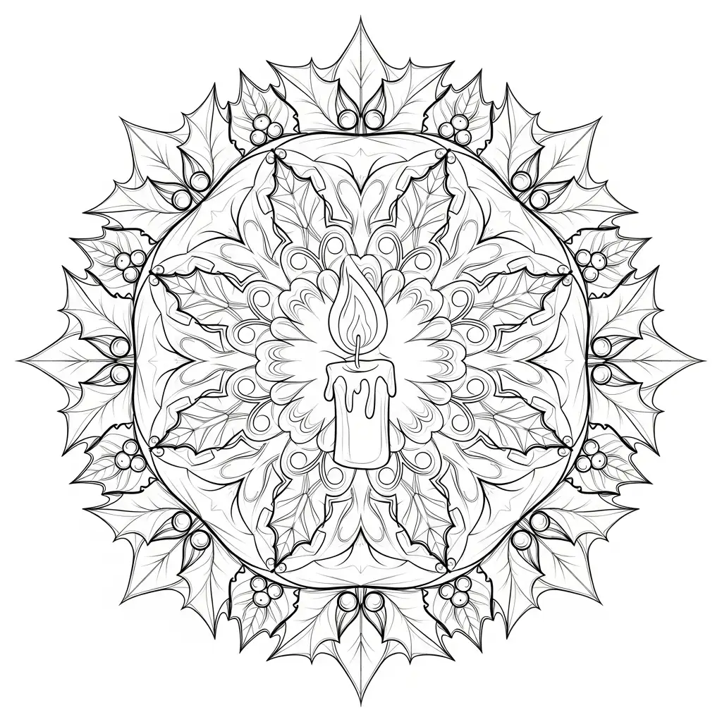 imprimir Mandala Navidad para colorear