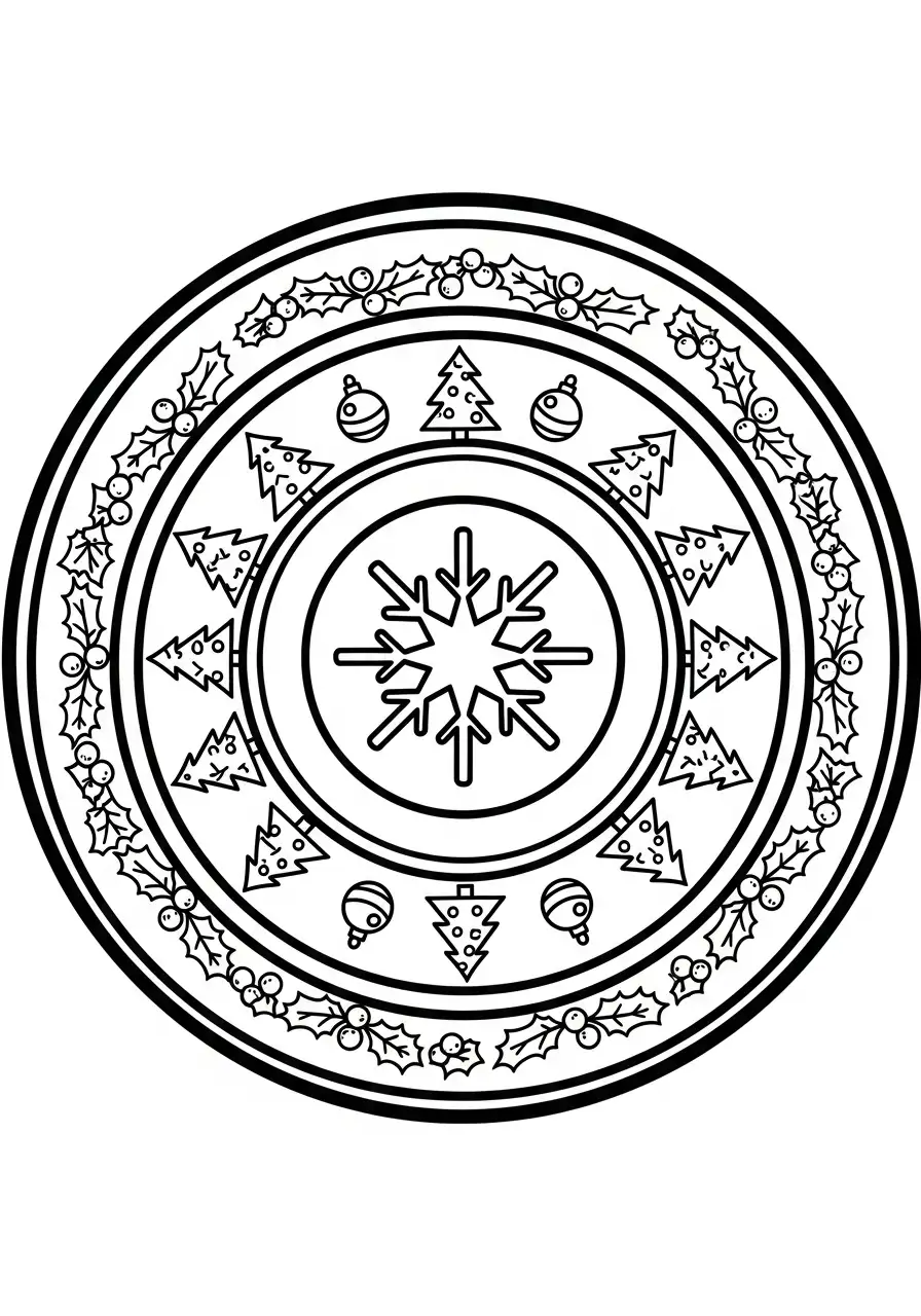 Mandala Navidad para colorear para niños para imprimir gratis