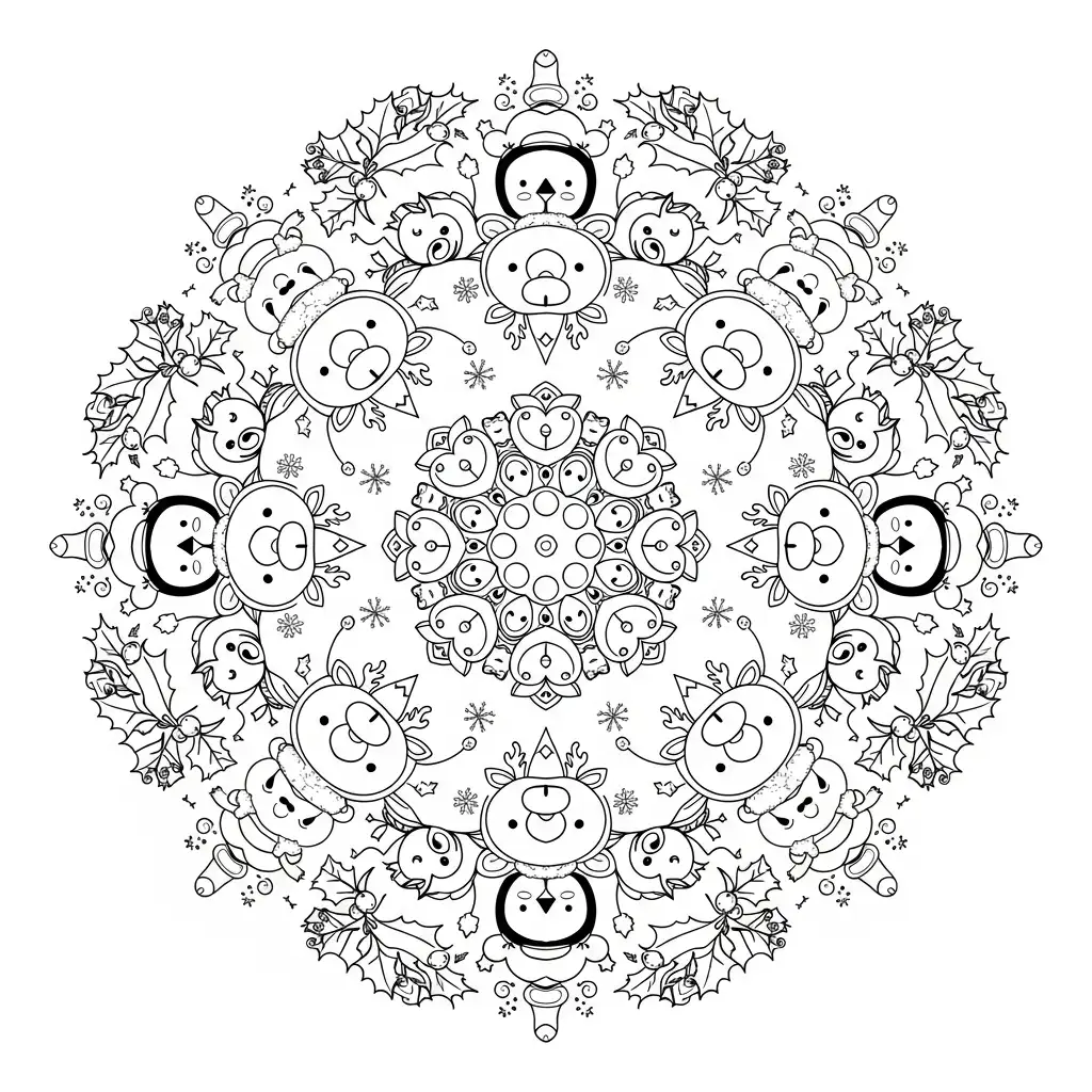 Mandala Navidad para colorear para imprimir a4