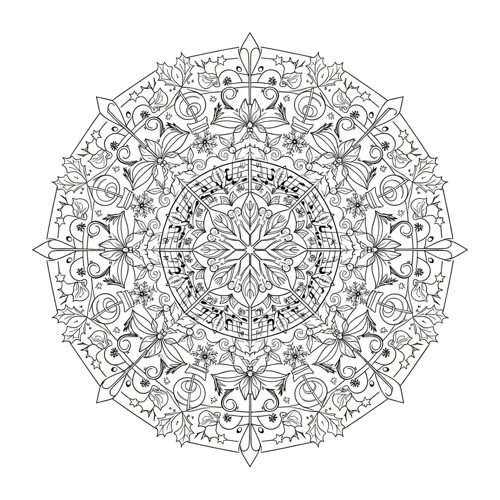 Mandala Navidad para colorear para niño de 8 años