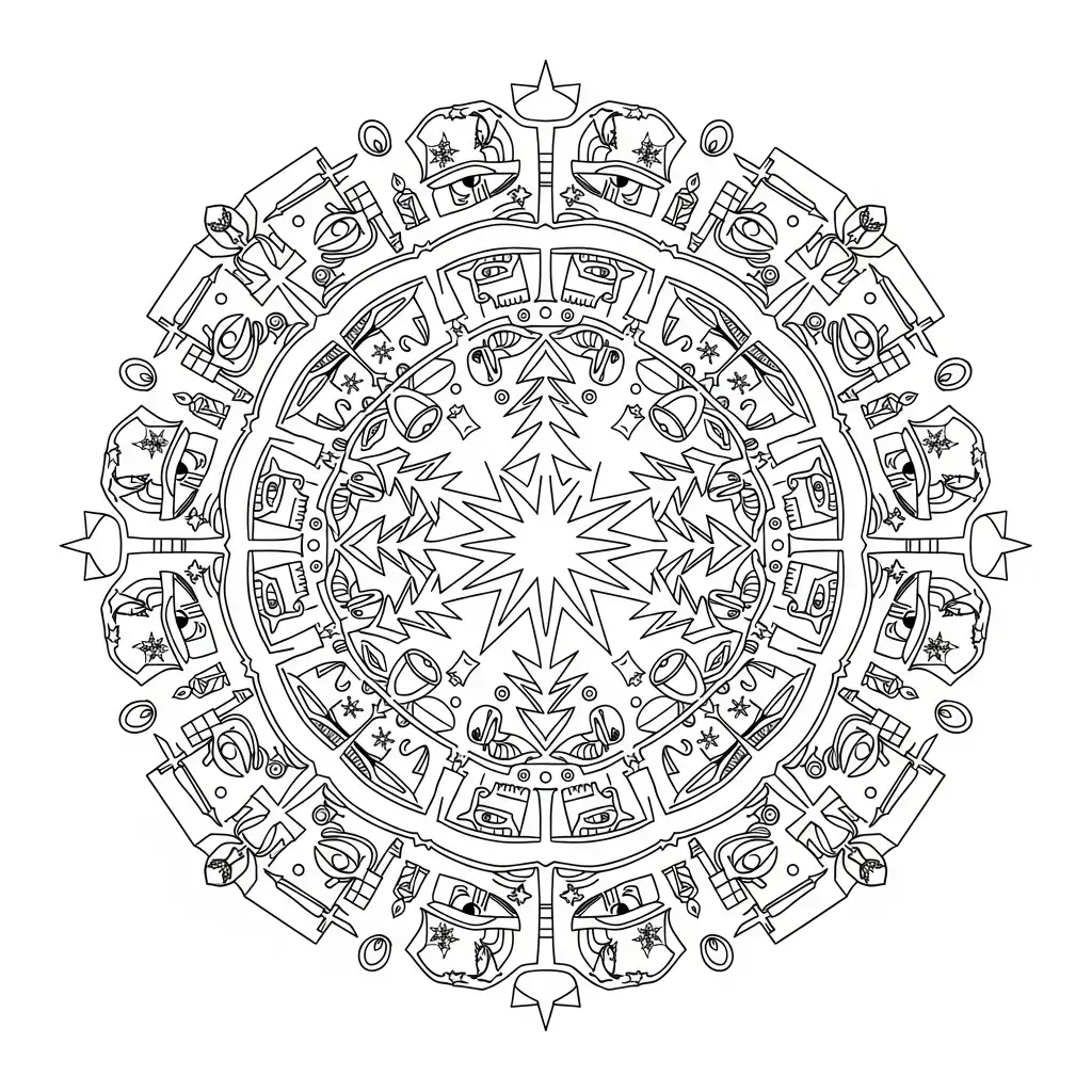 Mandala Navidad para colorear para niño gratis 1