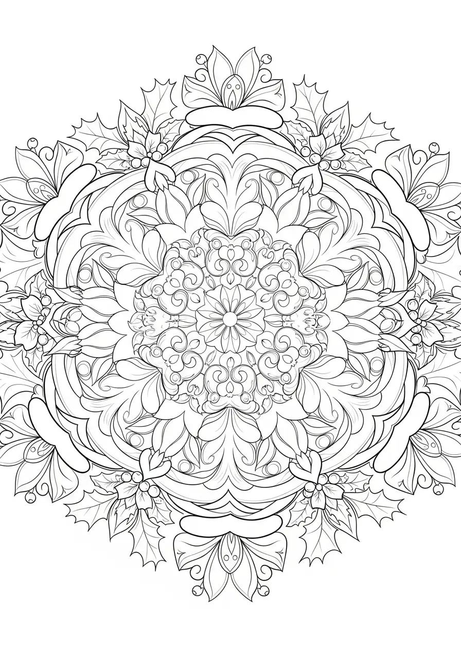 Mandala Navidad para colorear para imprimir kawaii 1