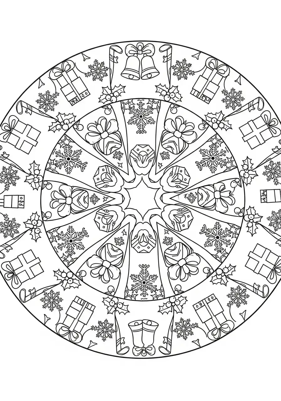 Mandala Navidad para colorear para descargar 2