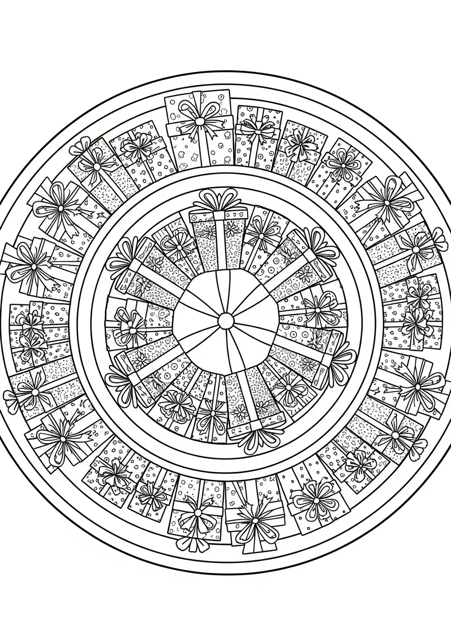 imagen de Mandala Navidad para colorear para niño