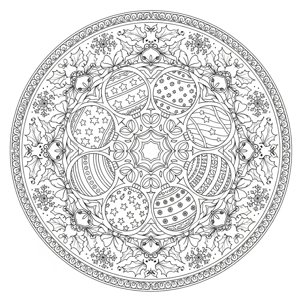 Mandala Navidad para dibujar e imprimir