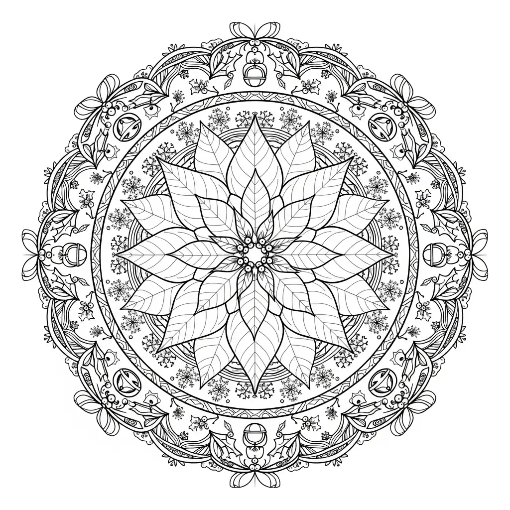 Mandala Navidad para colorear y recortar