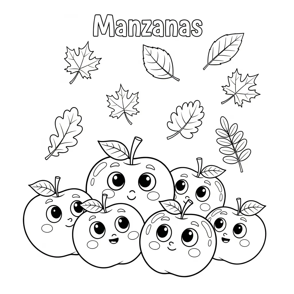 Manzanas para colorear para niño para imprimir