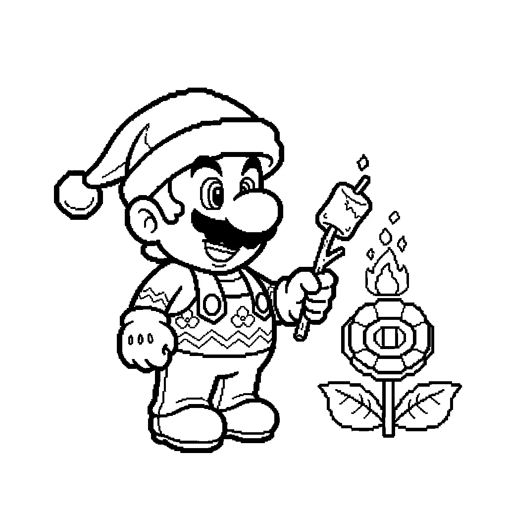 Mario de Navidad para colorear para niño de 8 años 1