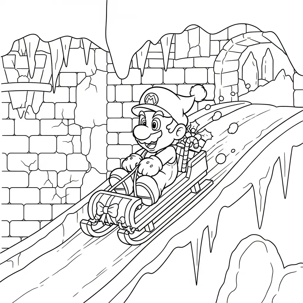 Mario de Navidad para colorear gratis para imprimir