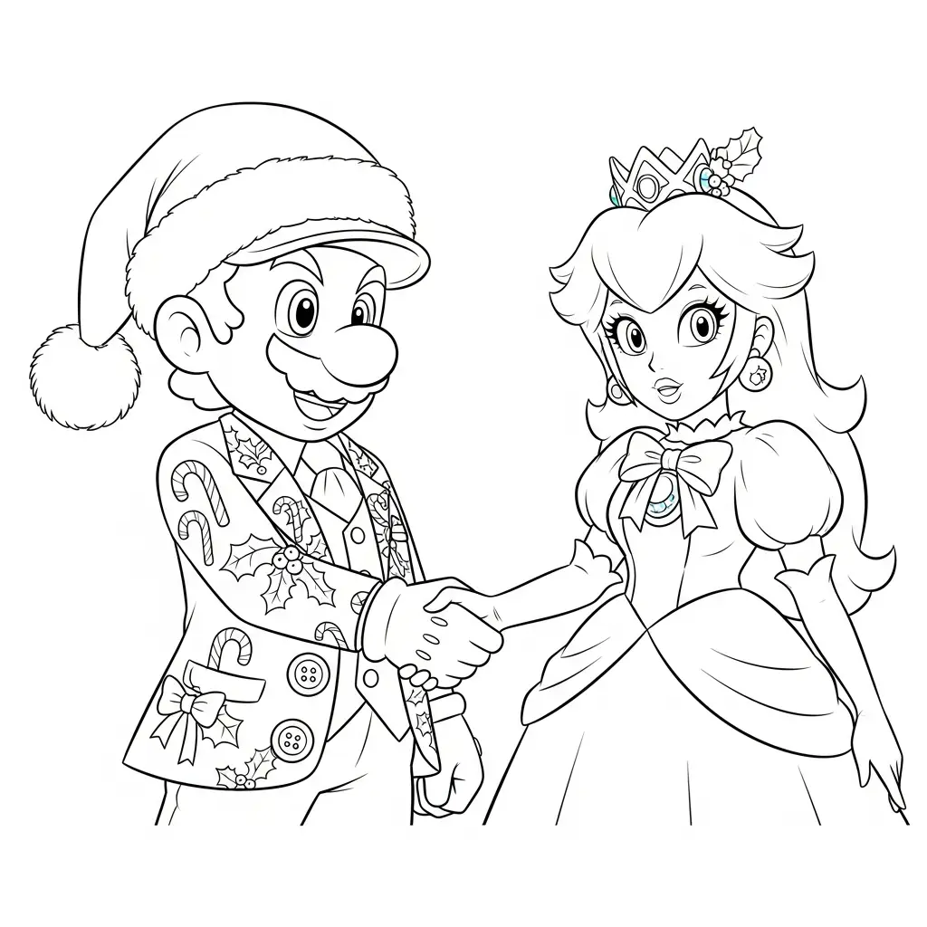 Mario de Navidad para dibujar en línea