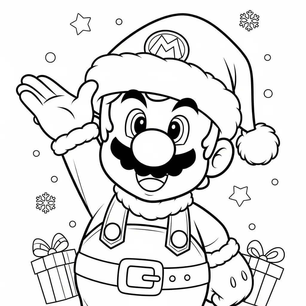 imagen para colorear Mario de Navidad niño