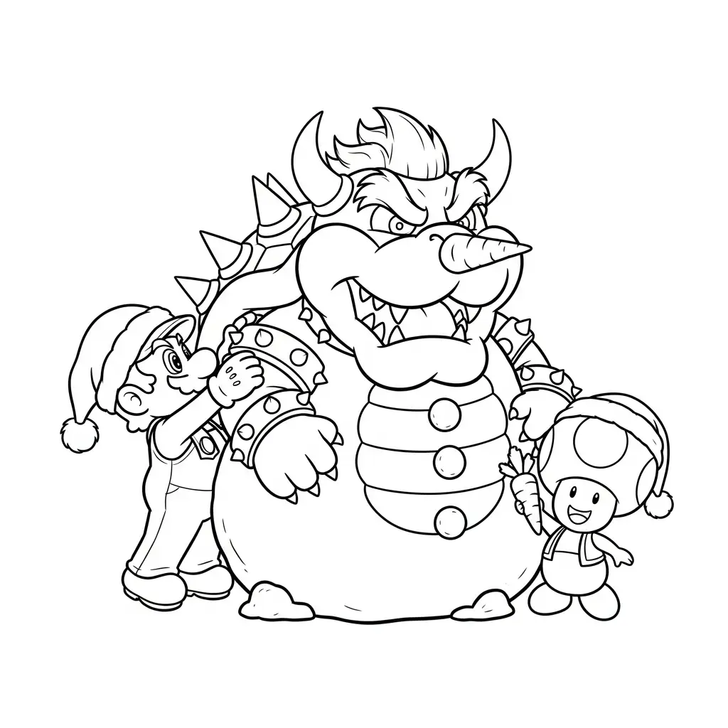 Mario de Navidad para colorear y recortar