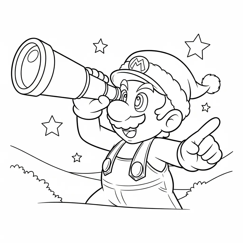 Mario de Navidad para colorear de para niños