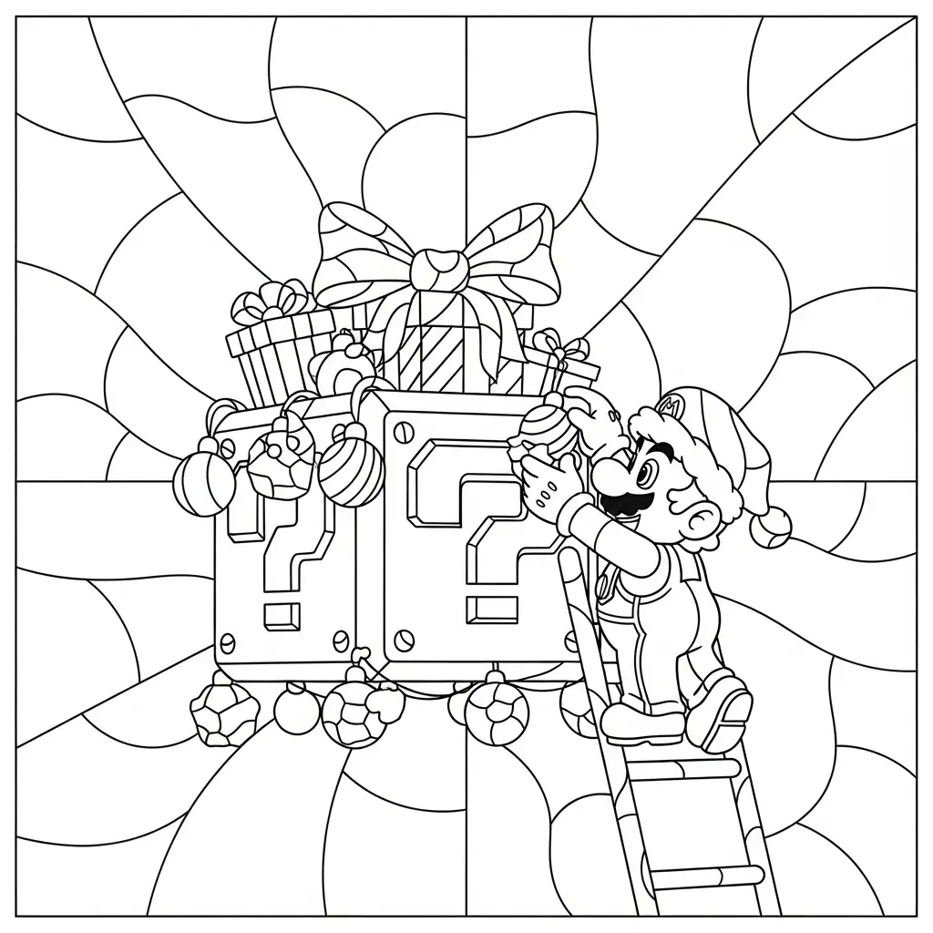 Mario de Navidad para colorear para imprimir a4 1