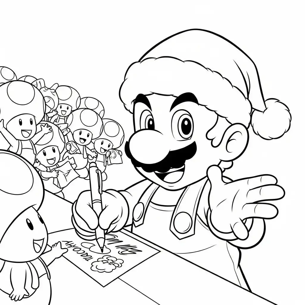 Mario de Navidad para colorear para imprimir para niño de 2 años