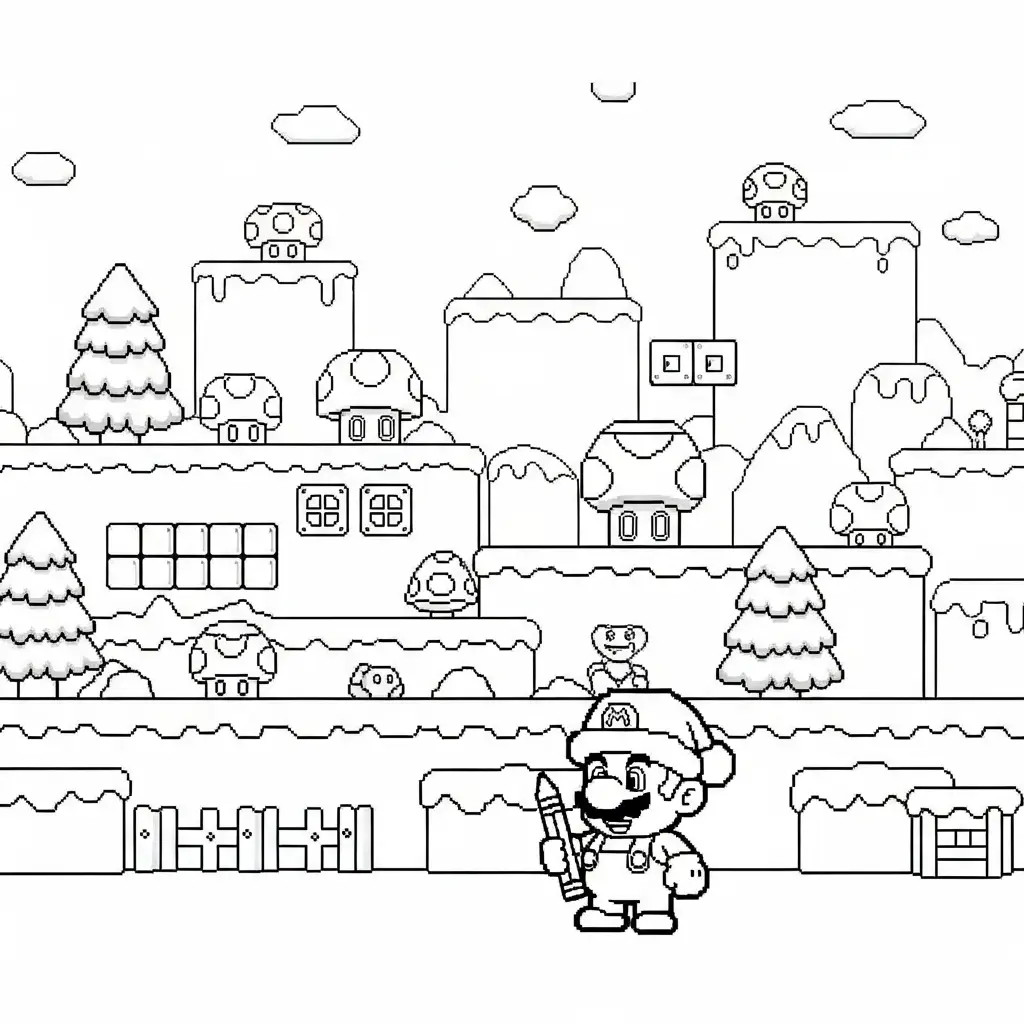 para imprimir Mario de Navidad para colorear gratis