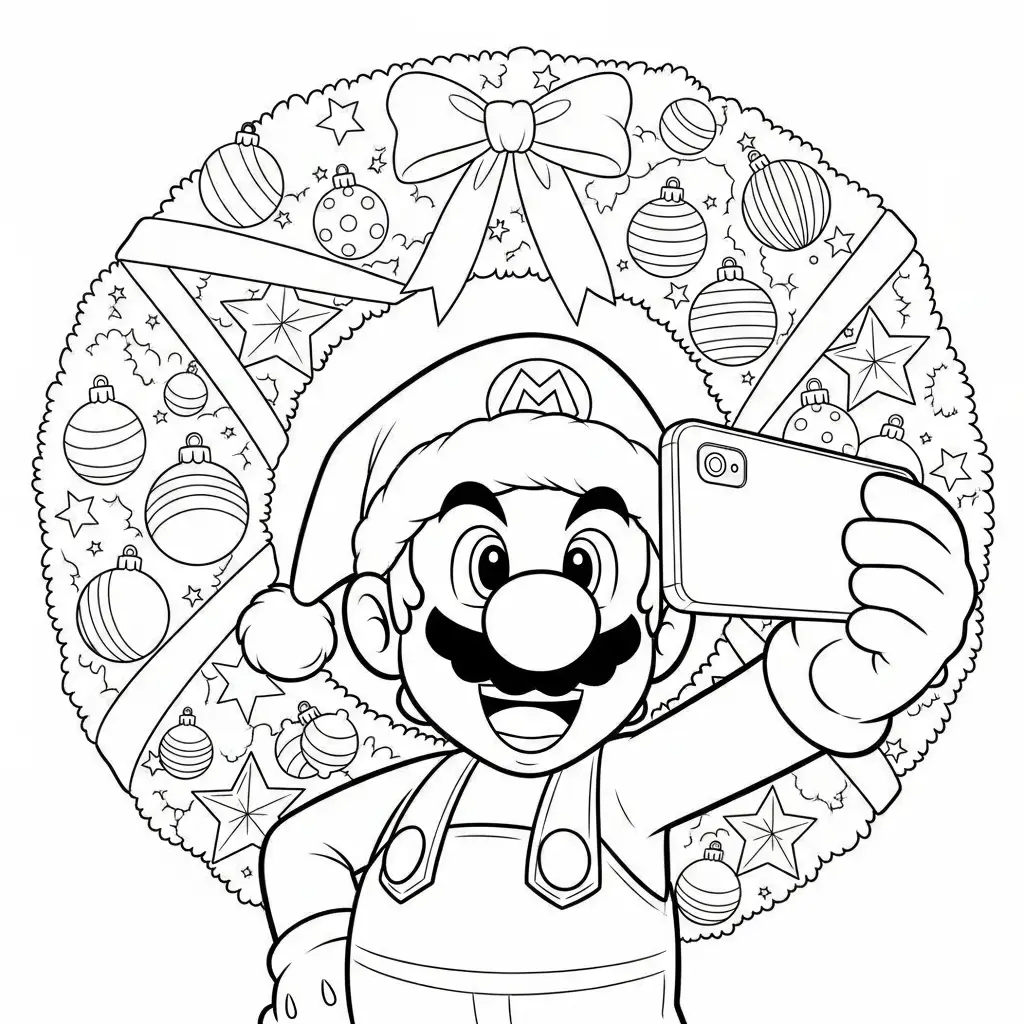 Mario de Navidad para colorear para niño de 5 años
