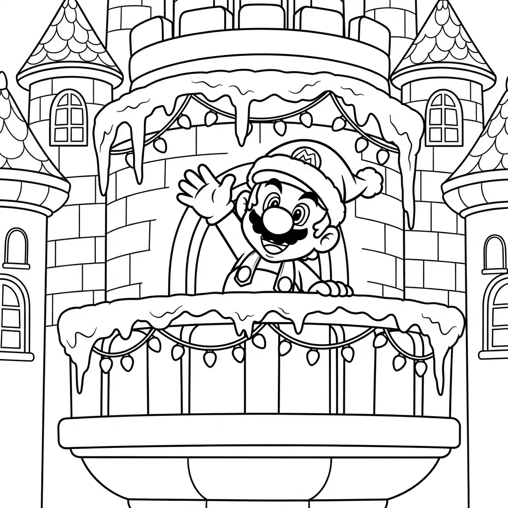 Mario de Navidad para colorear en línea