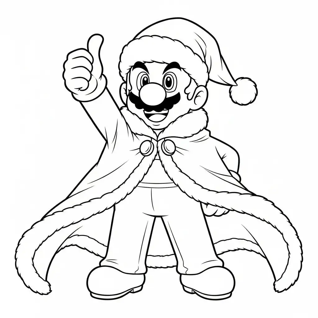 Mario de Navidad para colorear para niño para imprimir gratis