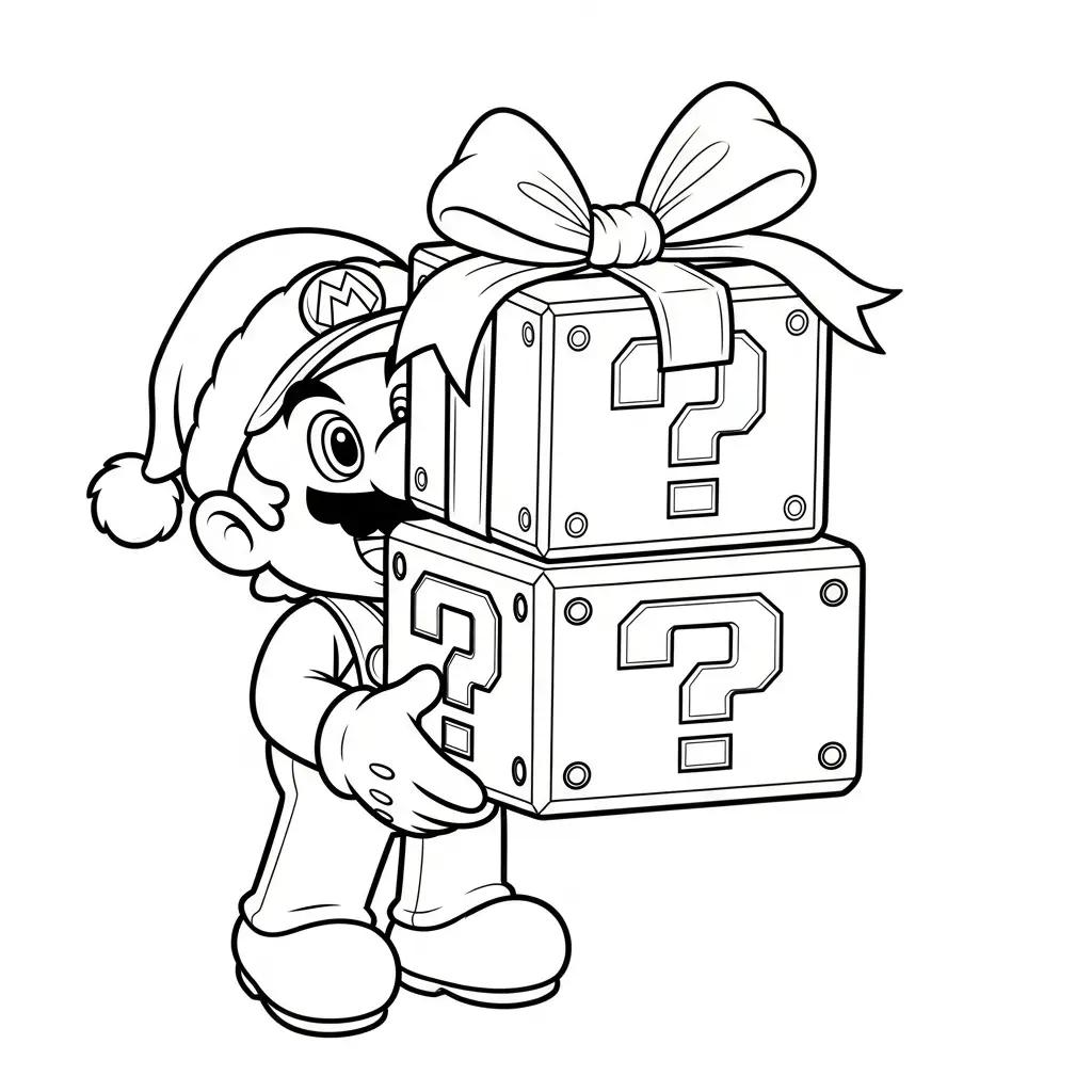 Mario de Navidad para colorear para niño de 8 años