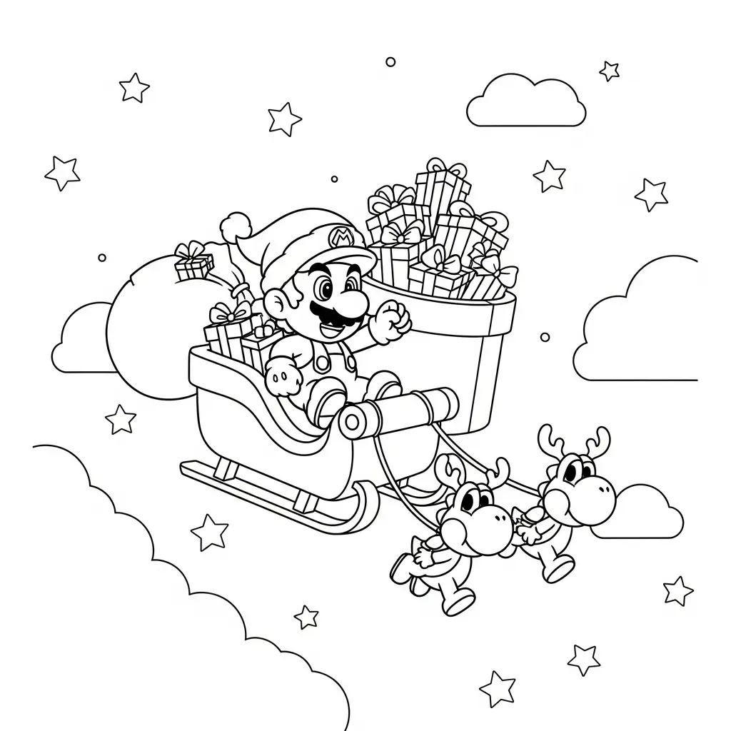 Mario de Navidad para colorear para imprimir pdf