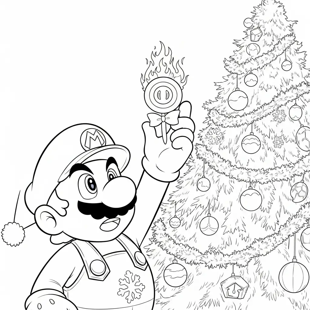 Mario de Navidad para colorear para imprimir