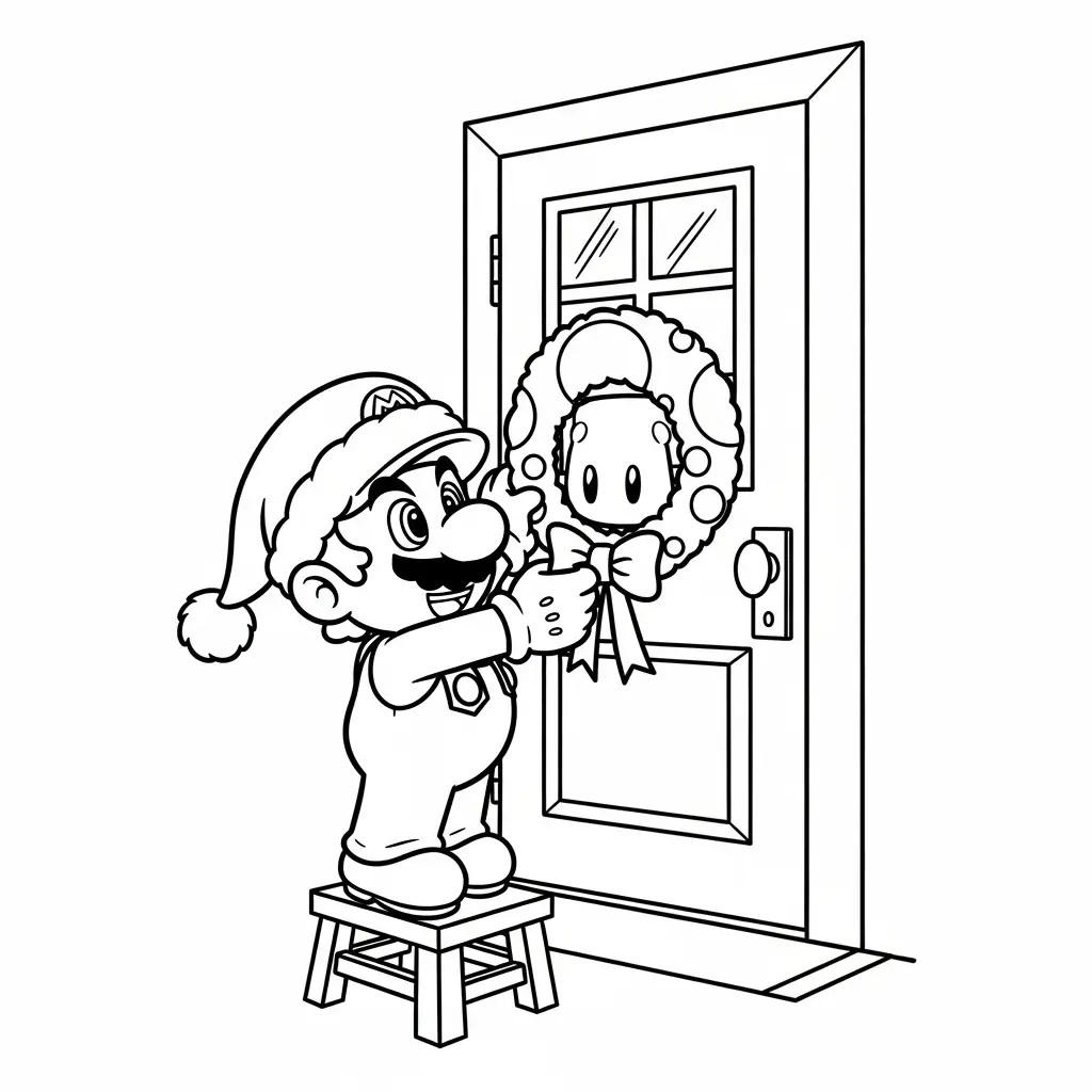 descargar Mario de Navidad para colorear gratis