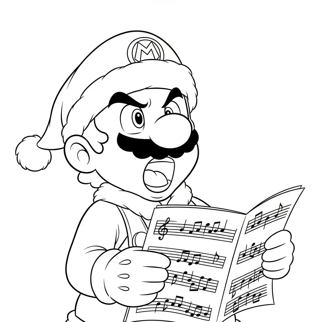 Mario de Navidad para colorear para imprimir para niños