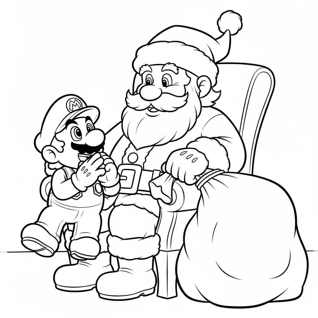 Mario de Navidad para colorear para imprimir para niño de 9 años