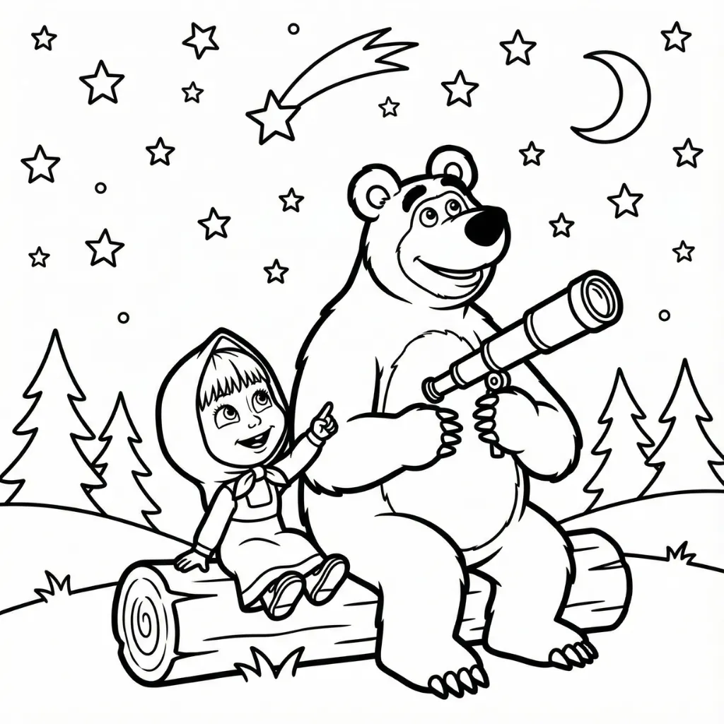 Masha y el Oso 10 para colorear para imprimir para niños