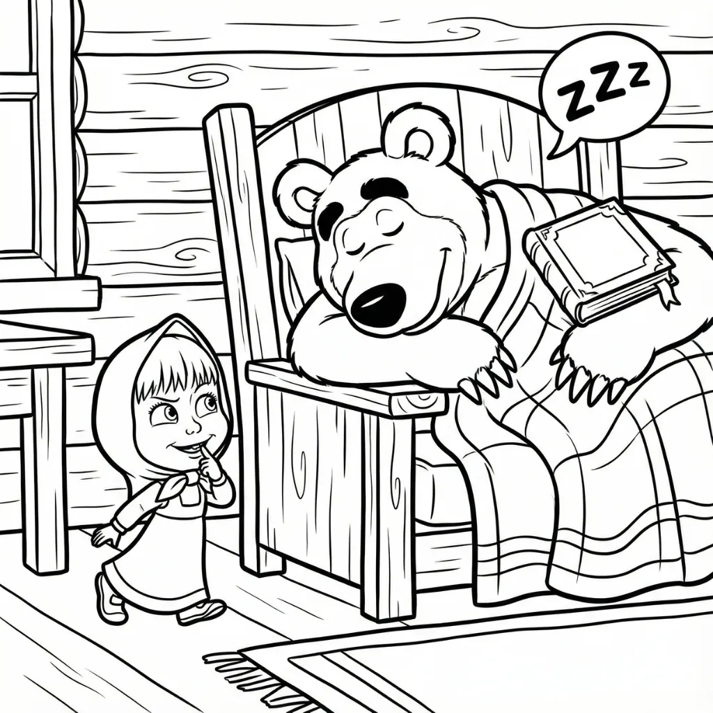 Masha y el Oso 13 para colorear para imprimir kawaii
