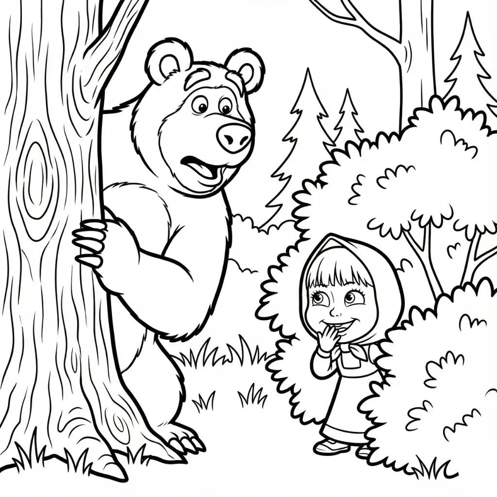 Masha y el Oso 16 para colorear gratis en línea