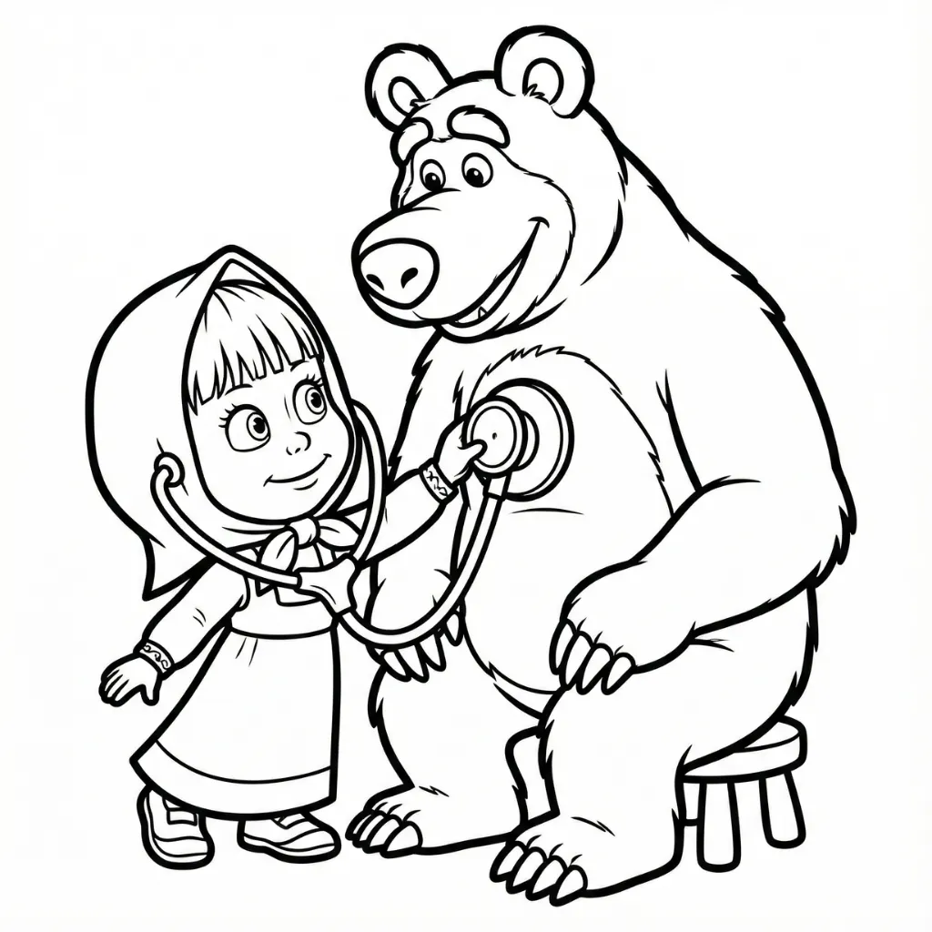Masha y el Oso 17 de niño para colorear para imprimir