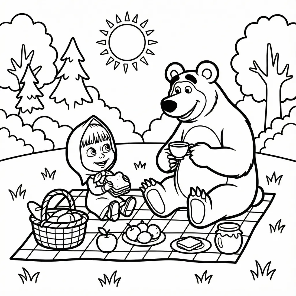 Masha y el Oso 18 para colorear para bebé para imprimir