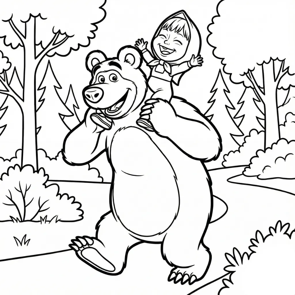 Masha y el Oso 2 para colorear para imprimir pdf